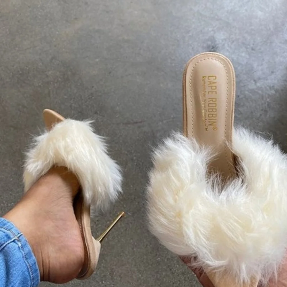 Fur High Heels Slippers - Picture 1 of 2